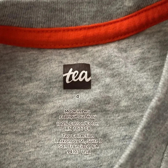 TEA Collection boys sz 4 T-shirt octopus lobster fish shrimp grey with b… - Picture 2 of 3